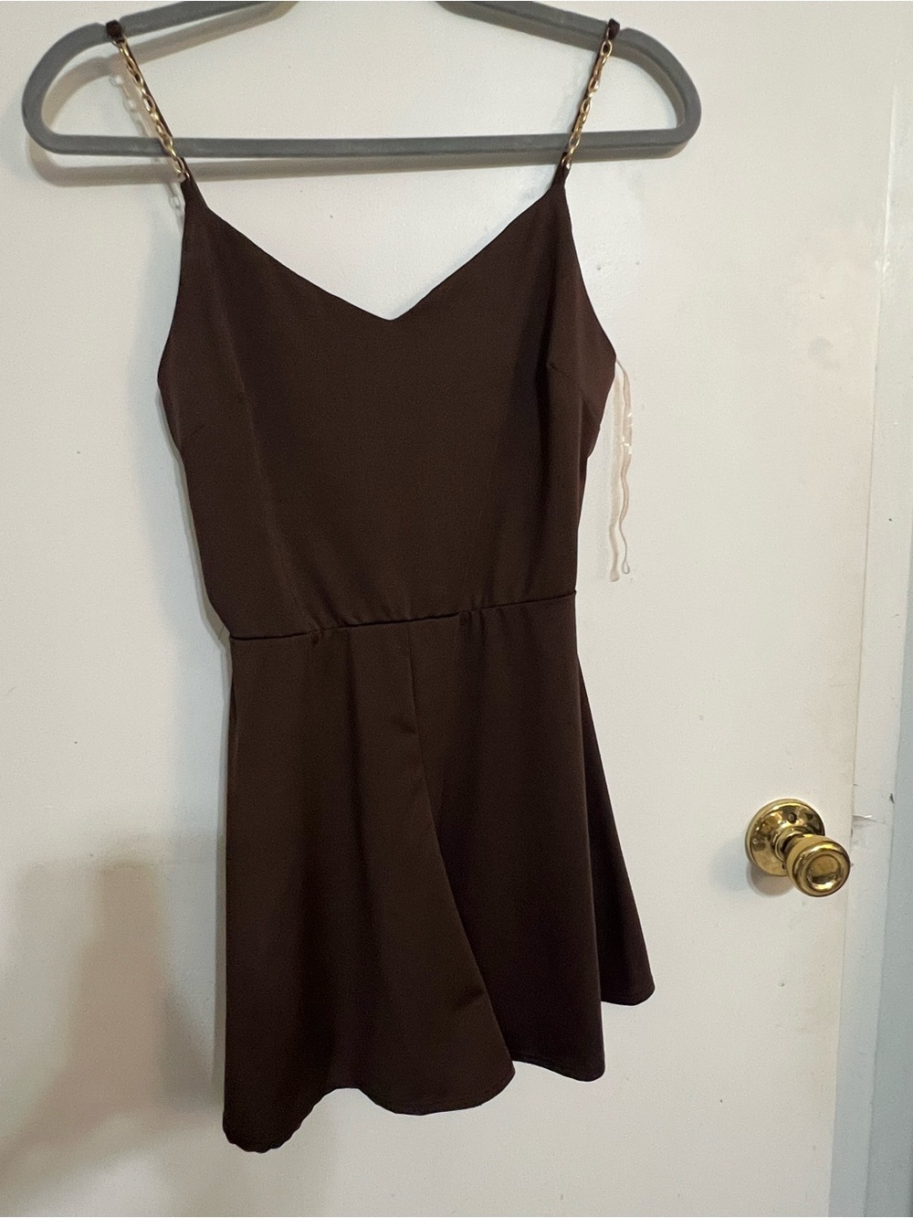 Women's Brown V-Neck Casual Shorts - Picture 2 of 5